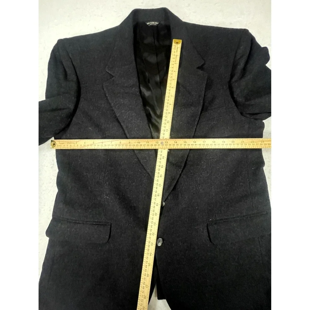 Vintage Bill Blass Blazer Jacket Mens Black Camel Hair Sport Coat Notch‎ Lapel